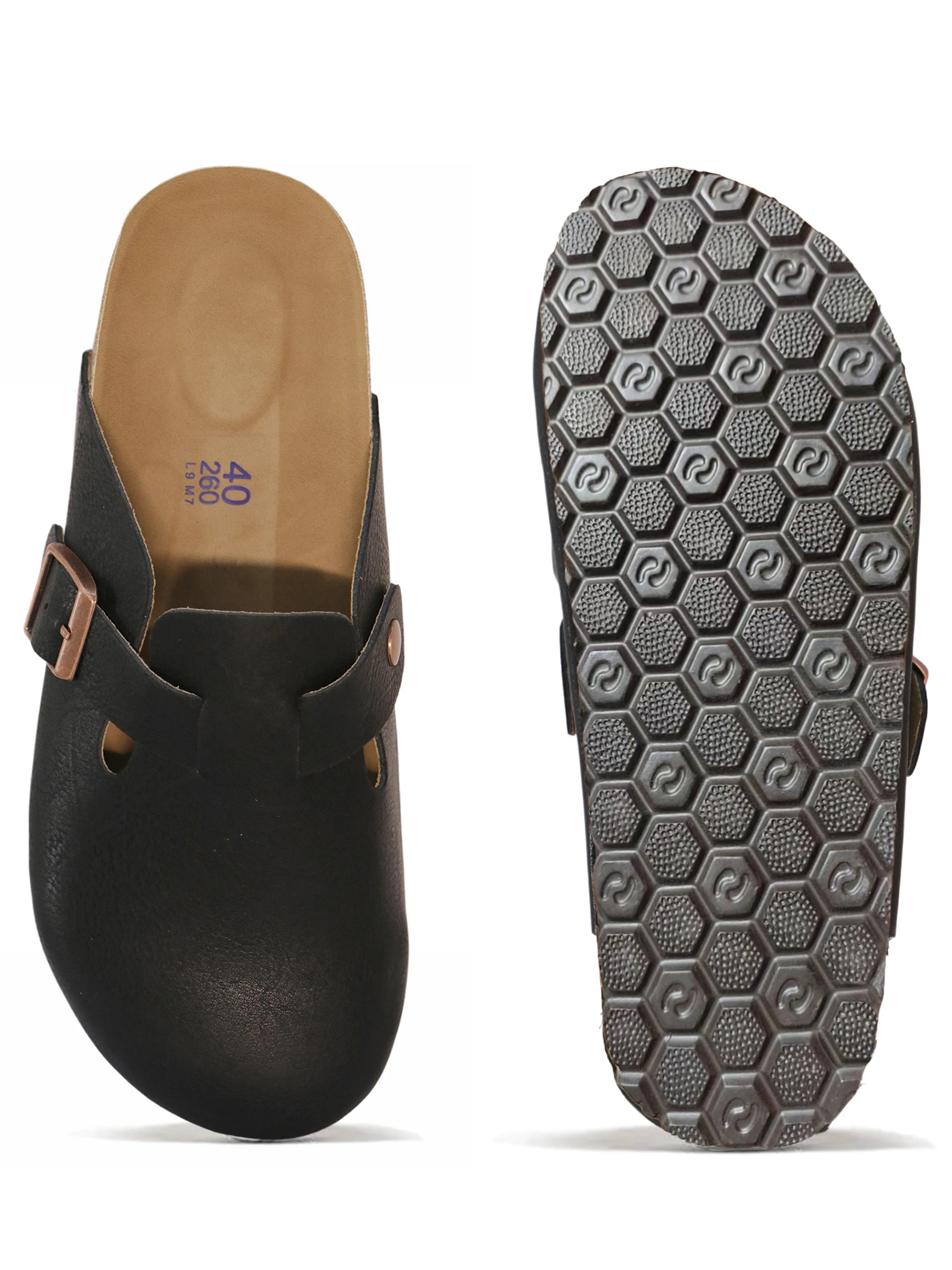 Women's Genuine Leather Waterproof Mule Sandals With Adjustable Strap_voghion.com
