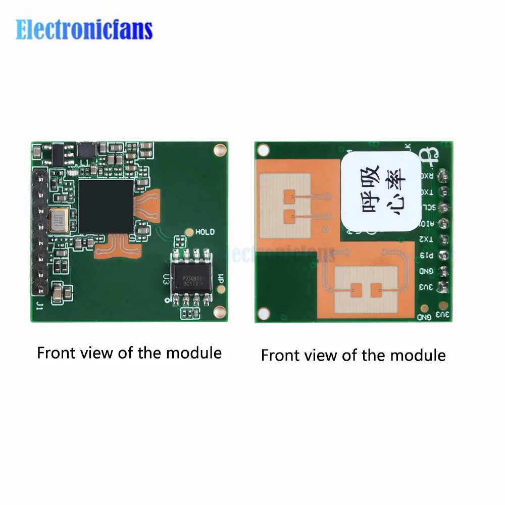 60GHz HLK-LD6002 FMCW radar module human respiratory alarm heart rate detection 600mA 3.3V 1.5m ISM 2T2R PCB 1MB flash