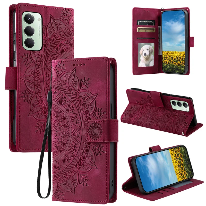 Nova totem flor caso para xiaomi redmi 15 redmi15 15c 15 c capa capa capa de couro para redmi nota 15 note15 pro plus carteira livro capa