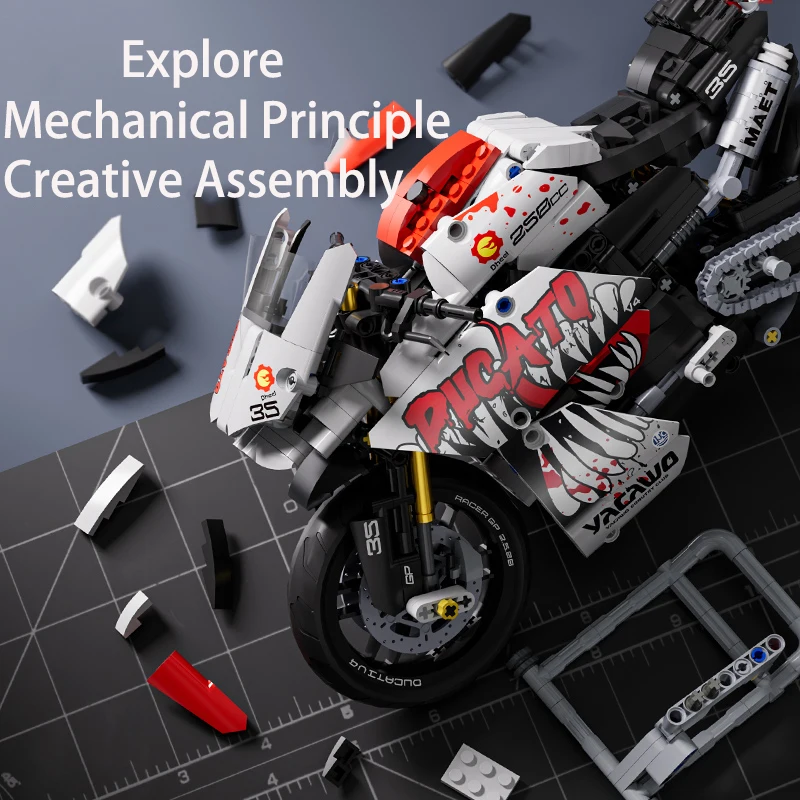 V4s Motorrad-Bausatz, Super-Rennmodell mit Ausstellungsständer, STEM-Spielzeug für Erwachsene und Jugendliche, perfekte Weihnachtsgeschenke – Detail 27