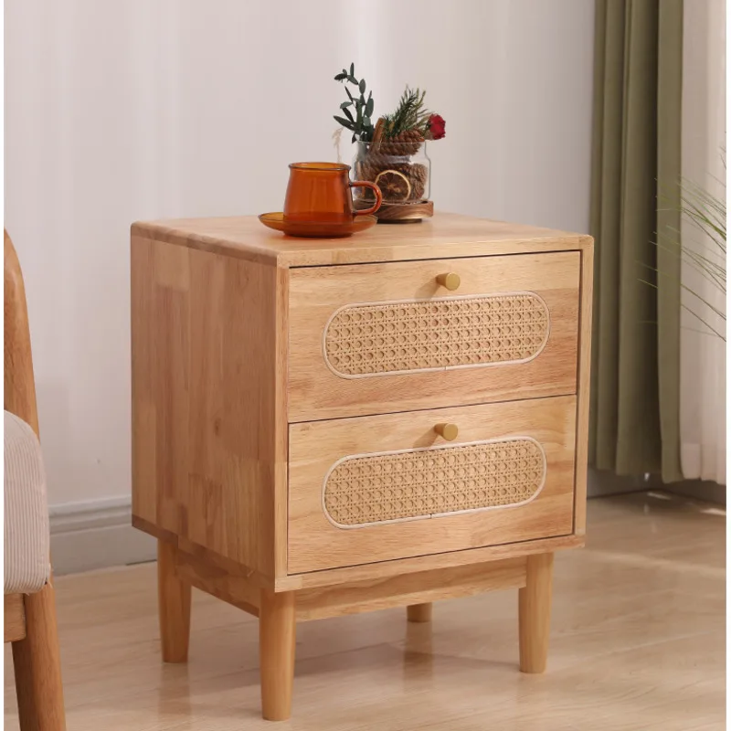 Nordic Rattan Bedside Table Bedroom Multilayer Storage Cabinet Multifunctional Chest Of Drawers Versatile Scene Home Furniture