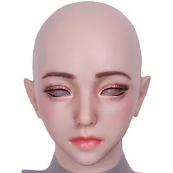 Pseudo-girl Realistic Mask Full Head Face Soft Silicone Headgear Male To Female Cosplay Man Crossdresser Adjustable Eye Spacing