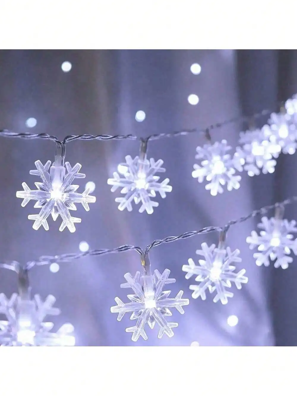 20FT 40 LED Snowflake String Lights: 8 Modes Timer Remote, Battery-Powered Cool White (Indoor/Outdoor Xmas)