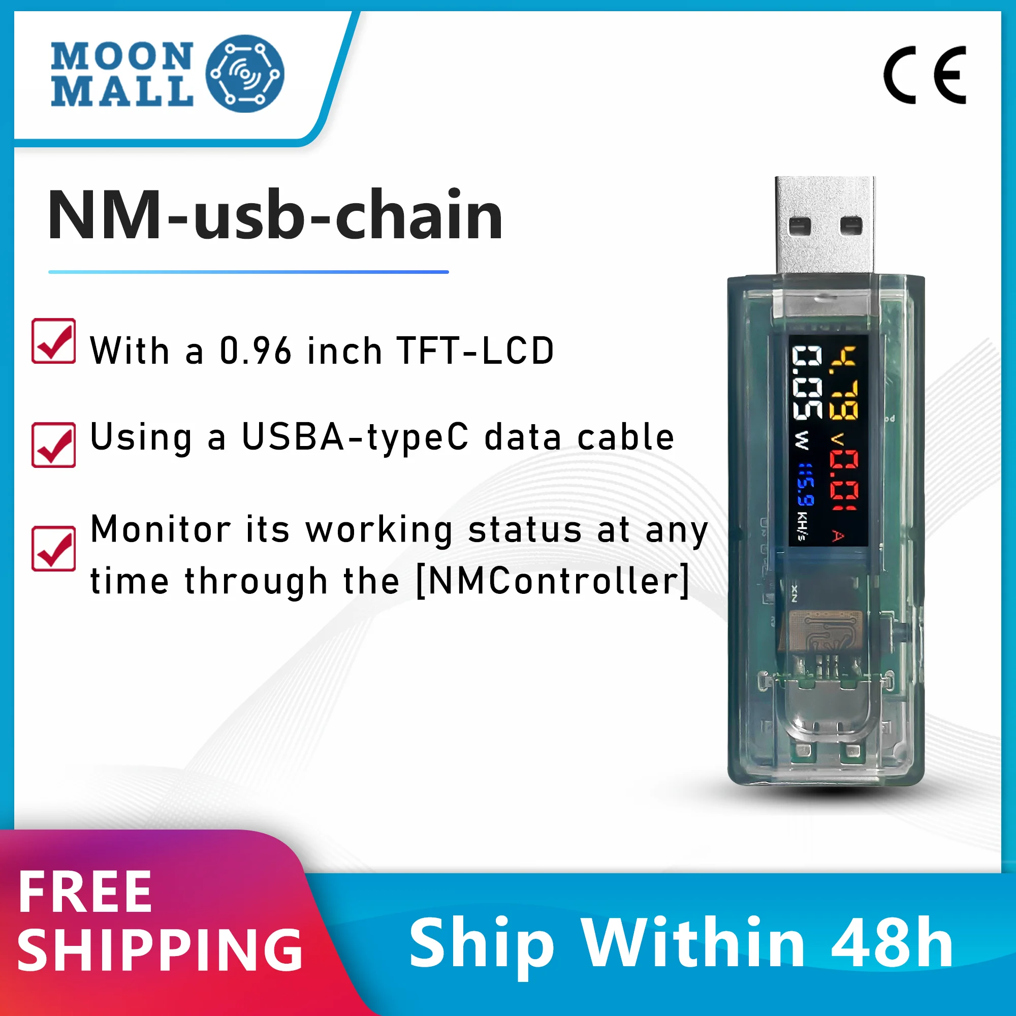 Lucky NMMiner BTC Lottery/USB Power Meter Tester ESP32 120kH/s Official Lottery Board with 0.96 Inch TFT-LCD, Chained One-by-one