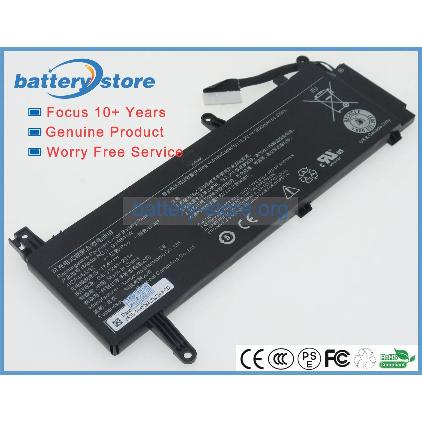 Genuine laptop batteries for G15BO1W,G15B01W,4ICP4/63/92,TM1705,TM1801,Mi 2019,171502-AK,171502-A1,GTX1060 Intel I7,15.2V,3 cell