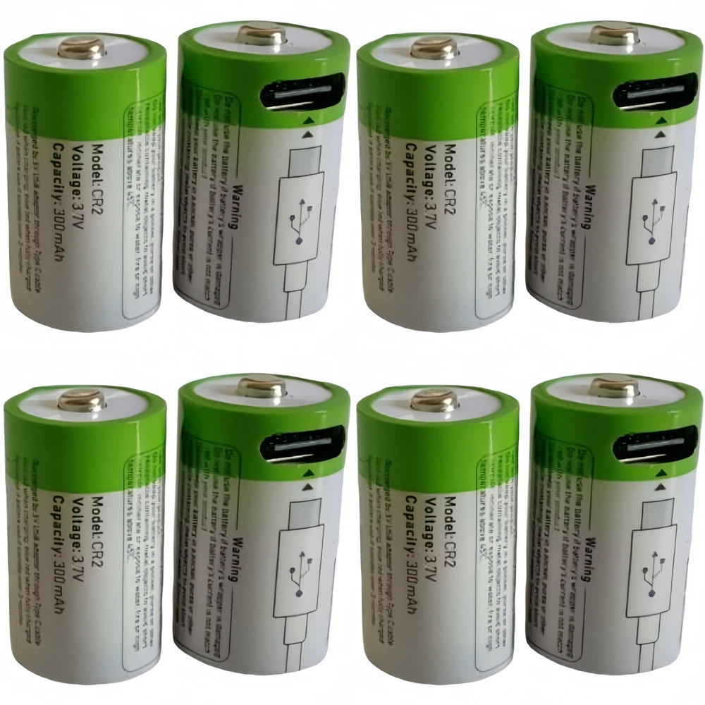 8pcs/lot 300mAh CR2 rechargeable battery 3.7V USB rechargeable lithium battery Polaroid rangefinder battery