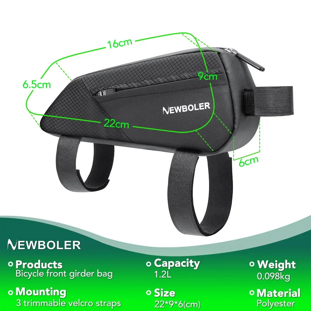 Bolsa de bicicleta de 1,2 L, bolsa de ciclismo de tubo frontal con marco portátil, bolsa de alforja para bicicleta de montaña y carretera, bolsa de ciclismo ultraligera de gran capacidad