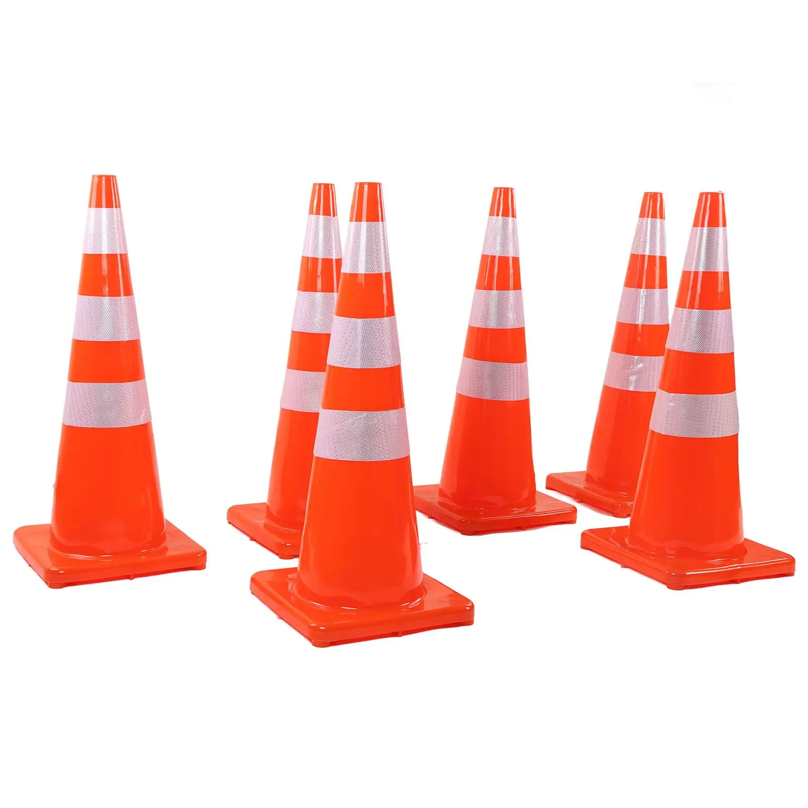 36in المخاريط المرورية الحمراء قاعدة عاكسة مقاومة الطقس مخاريط السلامة على الطرق لمواقف السيارات التخييم مجموعة من 6