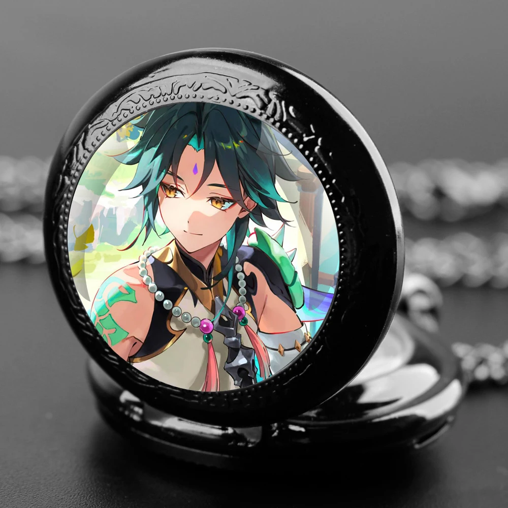 

Glass Dome Quartz Pocket Watch With Durable Chain Arabic Numeral Dial Halloween Gifts for Men Women Kids