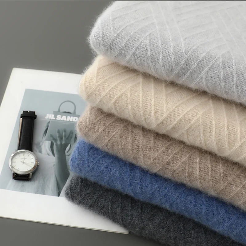 100% 메리노 울 스웨터 남성용 라운드 넥 니트 후디 2025 가을/겨울 신상 캐시미어 유사 스웨터 다용도 기본 남성복