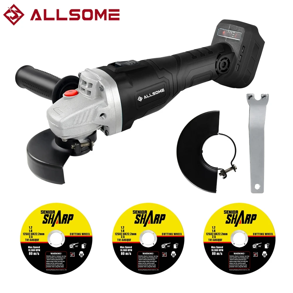 Allsome 18V Brushless Cordless 125mm Angle Grinder - Tool Only