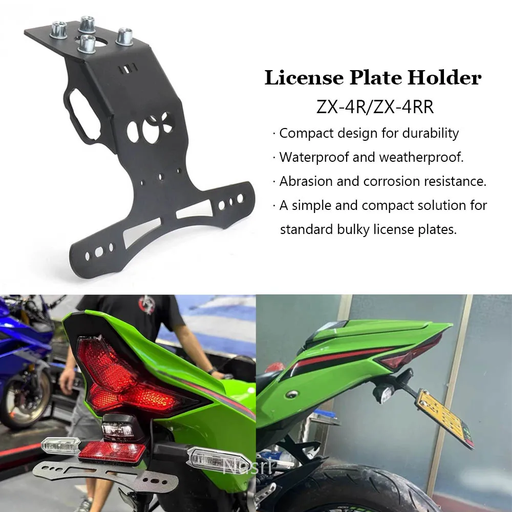 

For Kawasaki ZX 4R ZX4RR Motorcycle Accessories Black License Plate Holder Bracket Rear Tail Tidy Fender Eliminator Kits ZX 4RR