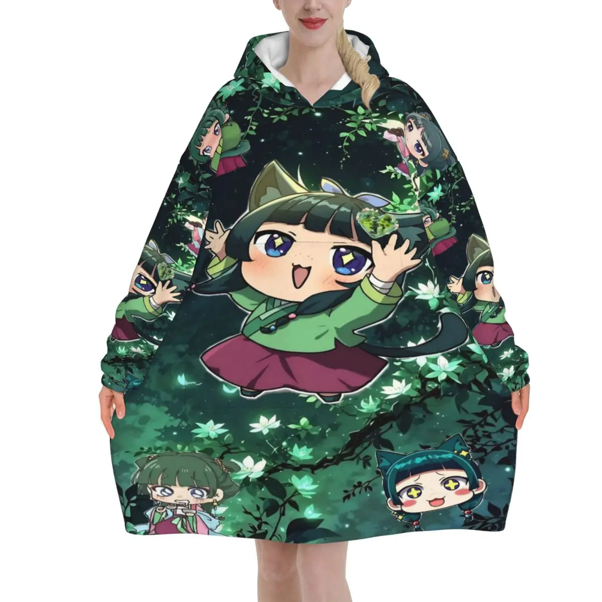 The Apothecary D-Diaries Maomao Blanket Hoodie Oversized Wearable Sweatshirt Blanket Warm Gifts for Women Girls Girlfriend