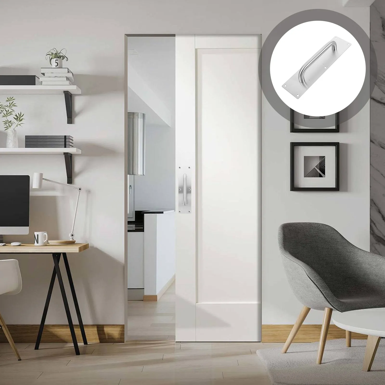 

2Pcs Stainless Steel Brushed Rectangular Door Handle Surface Mounted Sliding Barn Door Pull Plate Heavy Duty Metal Handle