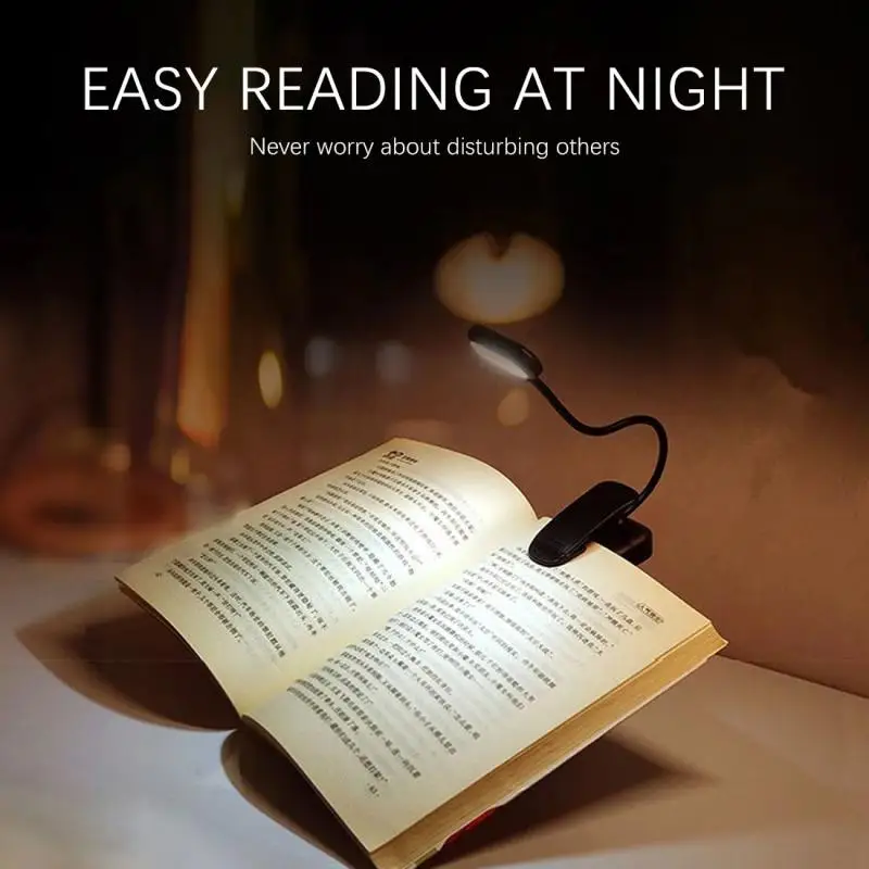 1W Energy Saving LED Night Light Eye Protection Book Night Light Adjustable Clip-On Study Desk Lamp USB Rechargable Book Lights