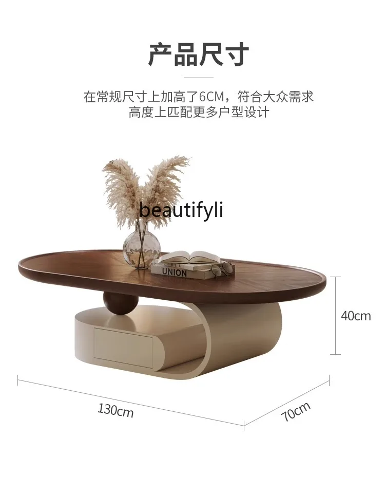 Table à Thé de Style Antique, Modèle Minimaliste, Bordure Ronde, Rétro, Moderne, Salon, Brochure Domestique