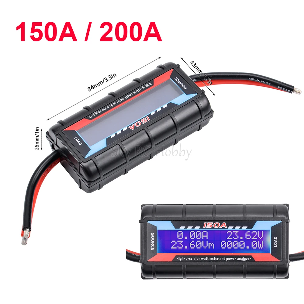 RC 150A / 200A High Precision Watt Meter and Power Analyzer w/ Backlight LCD For Quadcopter Parts