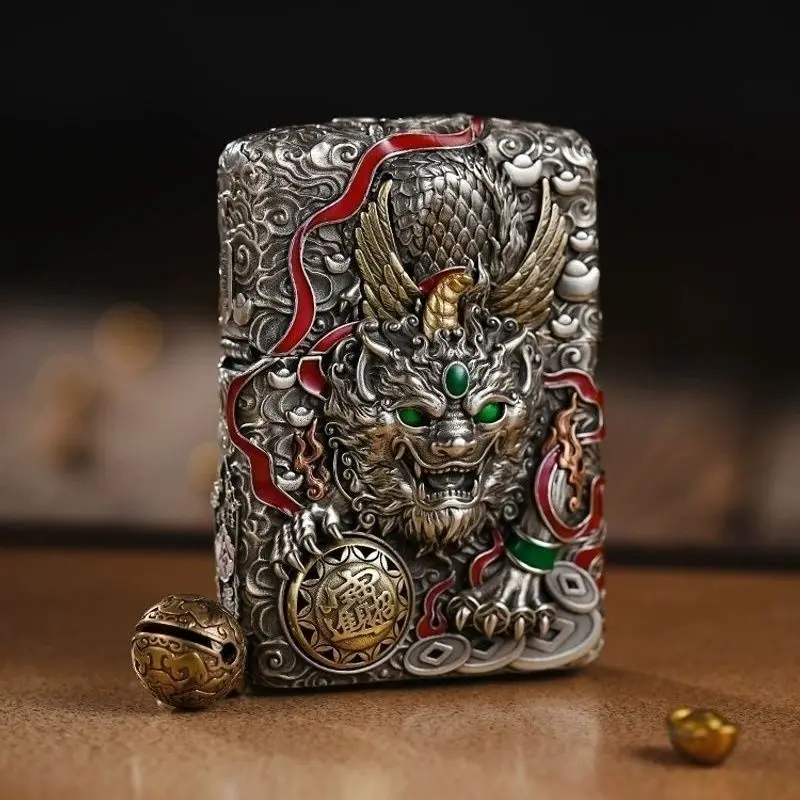 New Pixiu Armor Fuel Lighter, Classic Windproof Grinding Wheel Lighter, Cigarette Accessories, Men's Gift