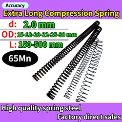 Resorte de presión de compresa larga de acero Sprng, 2,0mm, 65Mn, Rotor tipo Y, amortiguador, retorno, longitud de la bobina cilidrica 150-500mm