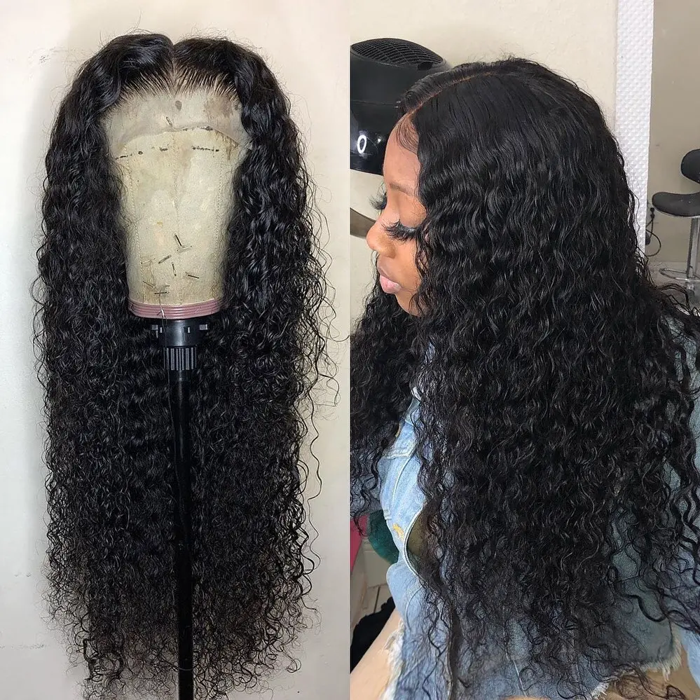 13x4 13x6 Water Wave Hd Lace Front Wig Human Hair 36 42 Inch 200% Density HD Transparent Lace Wigs Pre Plucked For Black Women