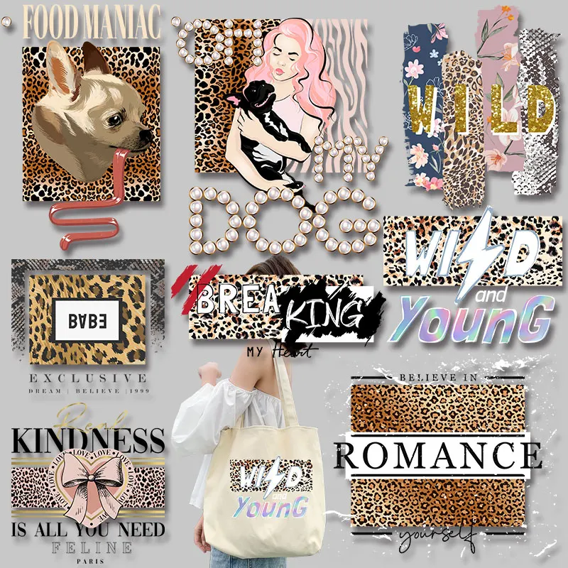 Animals Leopard prints Applique on Clothes Patches for clothing Thermal transfer printing Thermal transfer printing