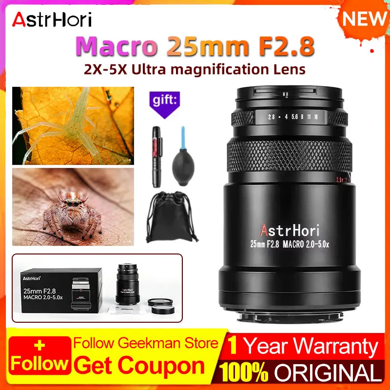 AstrHori Macro 25mm F2.8 2X 5X Full Frame Ultra Lens for Sony E