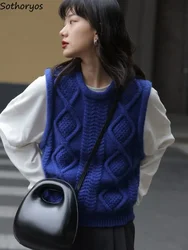 Sweater Vests Women Pure Design Basic Simple Tender All-match Leisure Autumn Ulzzang Students Fashion Knitwear Retro Streetwear