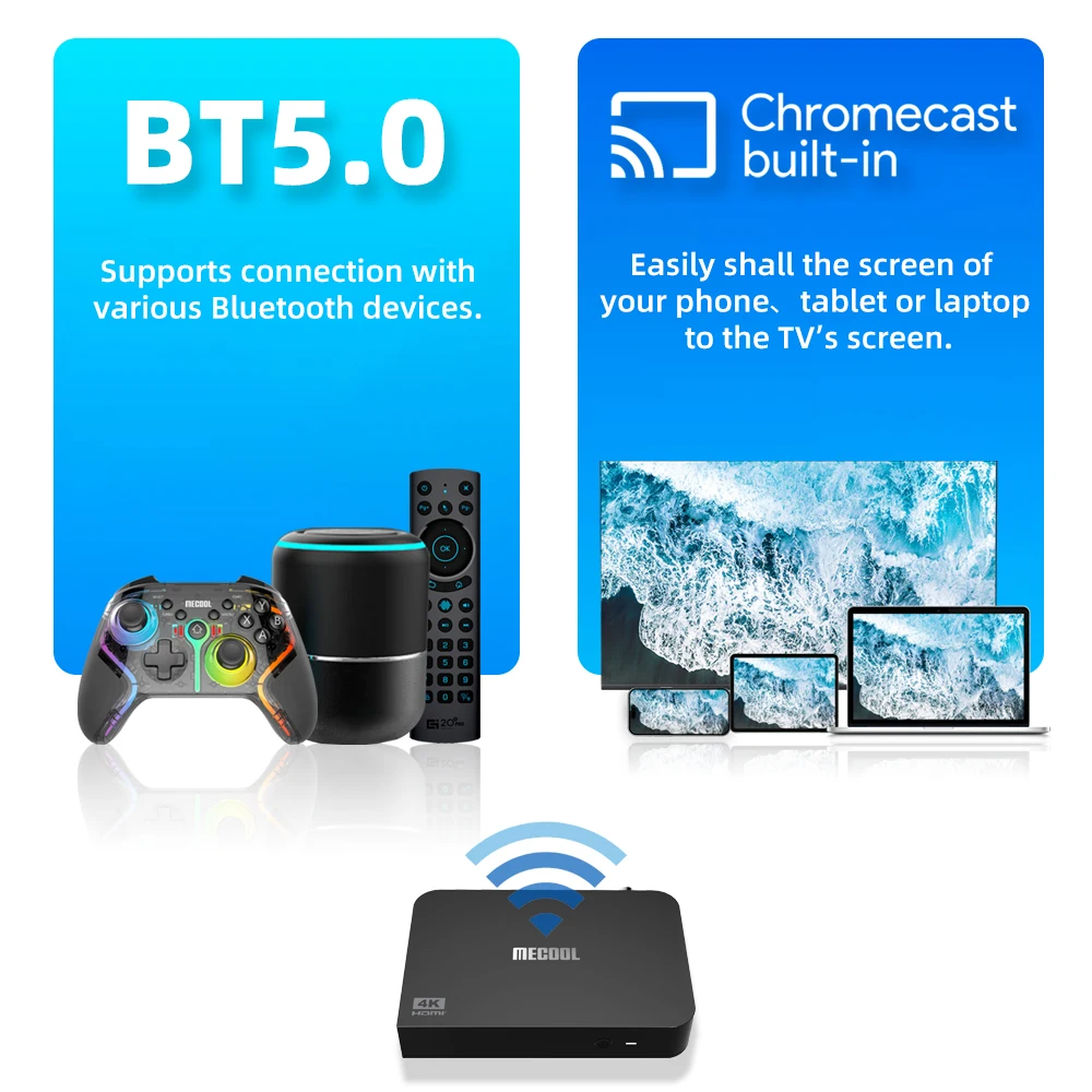 MECOOL DVB Android TV Box KT2 مع Google Netflix 4K معتمد 2GB 32GB DVB T2/T HDR10+ BT 5.0 WIFI2.4G/5G 100M IPTV Streaming
