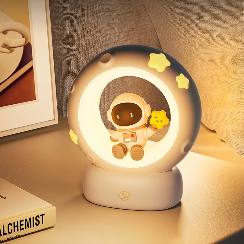 Imagem -04 - Panda Astronaut Led Night Light Luzes de Dormir de Cabeceira Carregamento Usb Silicone Lâmpada de Proteção Ocular Presente Infantil