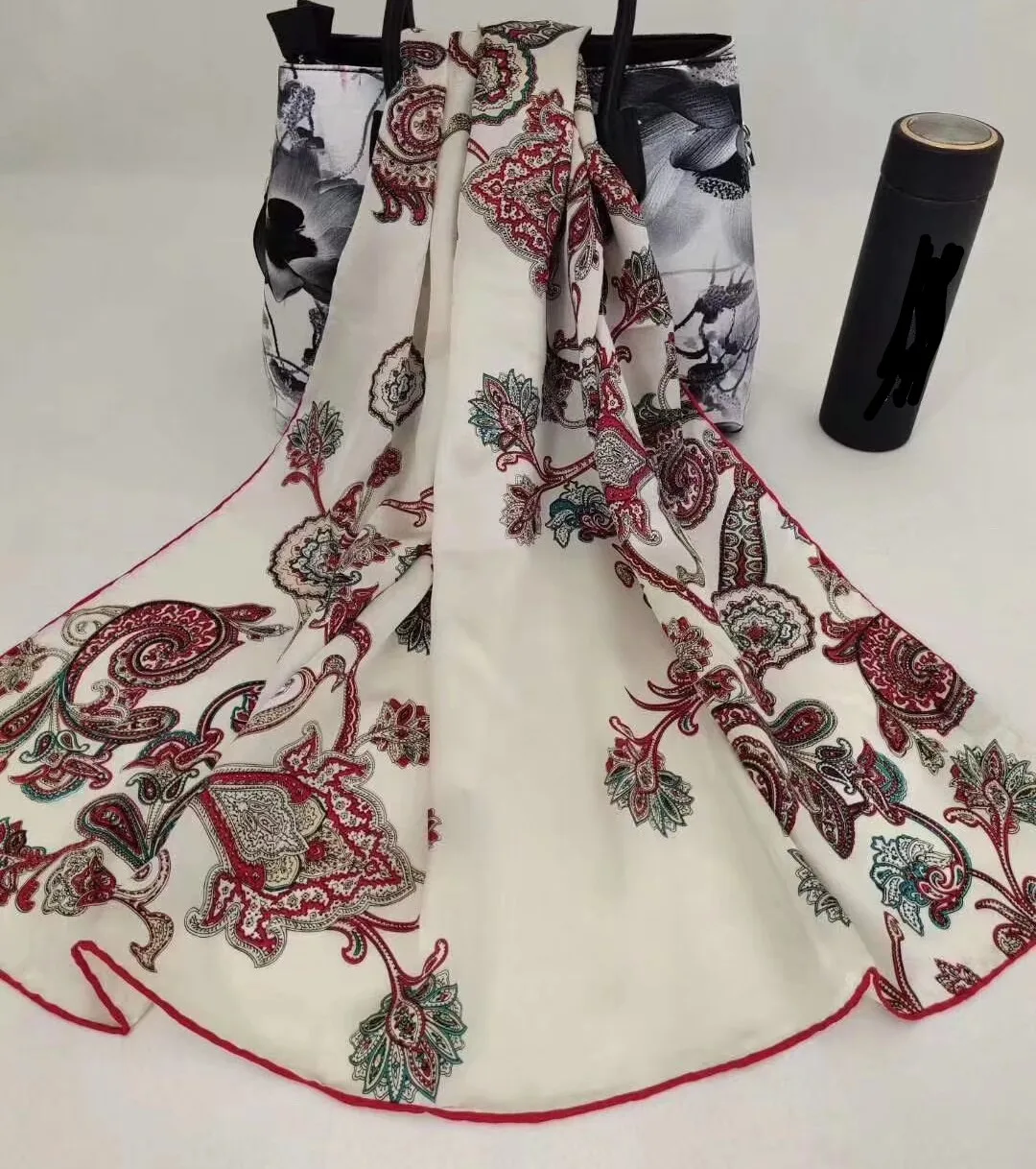 Ladies' Satin Printed Silk Square Scarf, Versatile Soft Scarf For All Seasons, Headscarf, Elegant Shawl Bandana