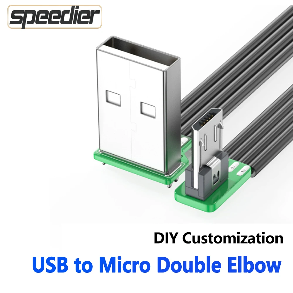 

USB To Micro USB Flat Silicone Soft Cable 90 Degrees Android Bluetooth Earphones Phone Data Up Down Left Right Bending 0.1m-2m