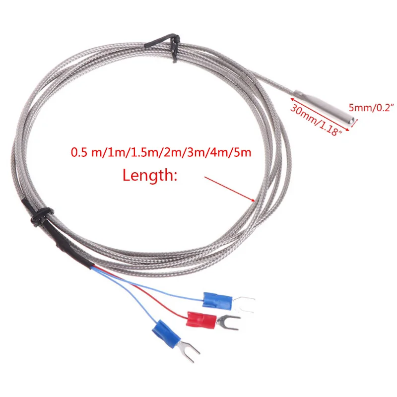 Stainless Steel PT100/K  Type Temperature Sensor Thermocouple with 0.5-10M Cable Temperature sensing high temperature waterproof