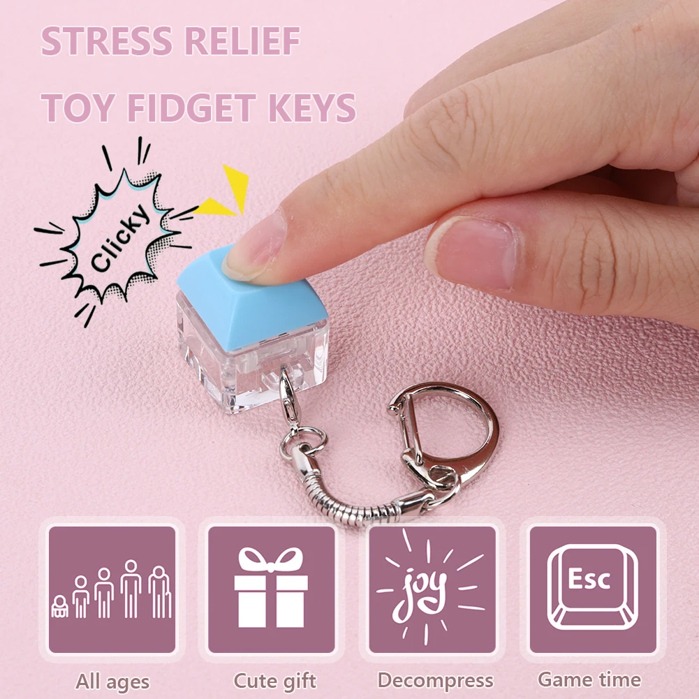 Keyboard Decompression Toys 1 Key Mechanical Keyboard Keychain Button Stress Relief Gifts for Adult Gifts To Relief Pass Time