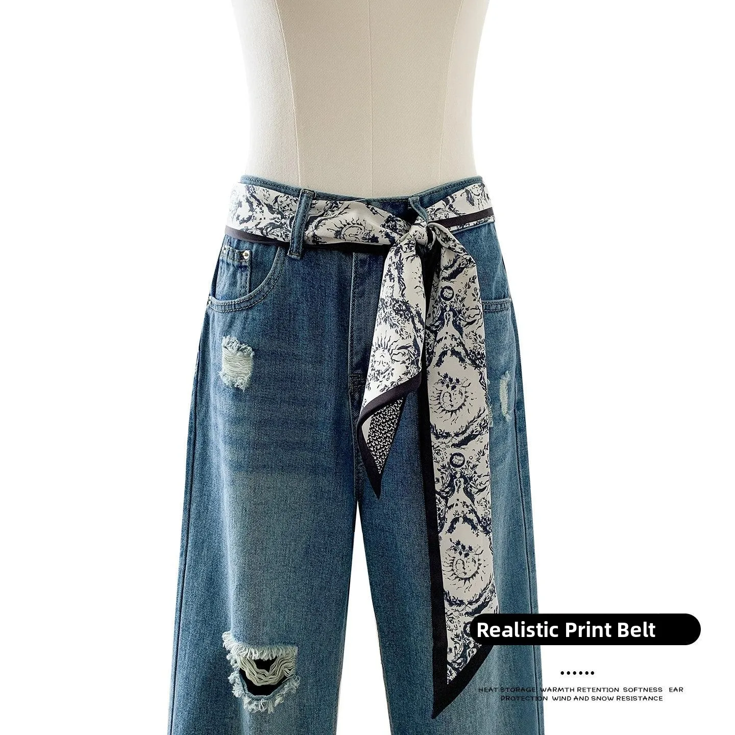 Paisley Pattern Belt Women's Decorative Skirt Tie Waist Chain with Jeans Long Silk Scarf Waist Rope Fashion Accessory