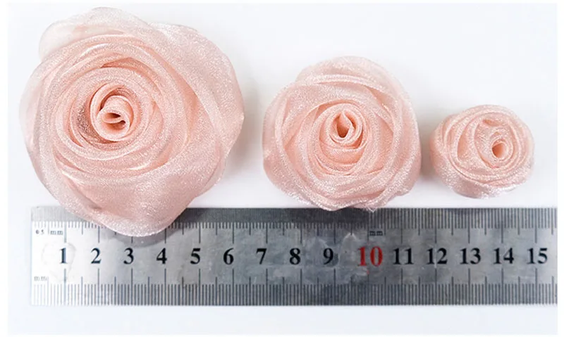 5 Stück 3cm Organza Schneerosen-Köpfe Haarschmuck Partydekoration Kleine Blumen DIY Handgemachtes Kleidungszubehör Kostümdesign – Detail 1