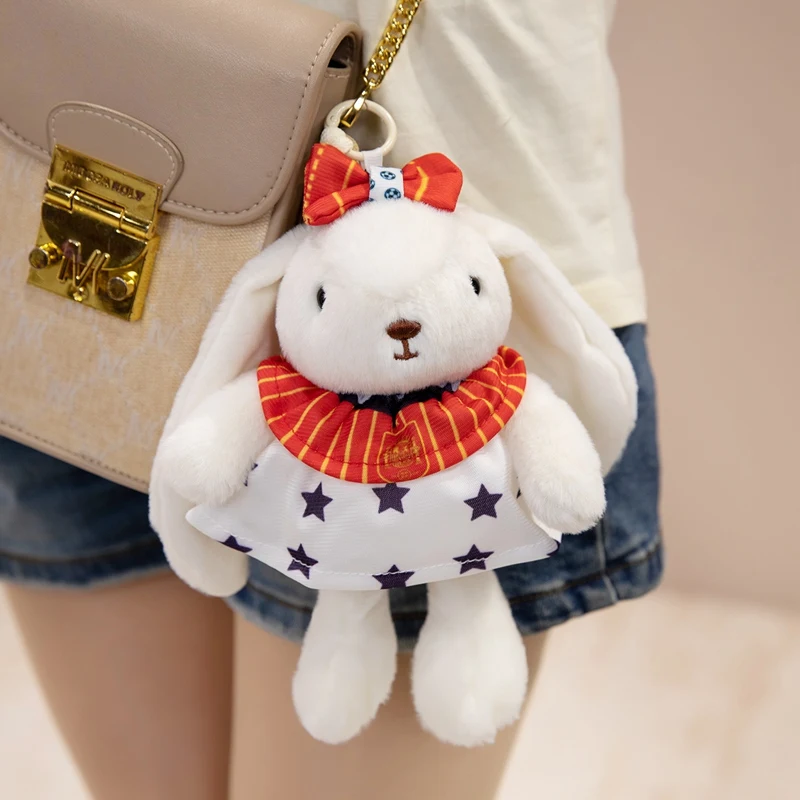 Ballet Rabbit Plush Keychain Cute Dancing Bunny Mini Stuffed Doll Bag Pendant Fluffy Princess Charm Car Hanging Plush Keyring