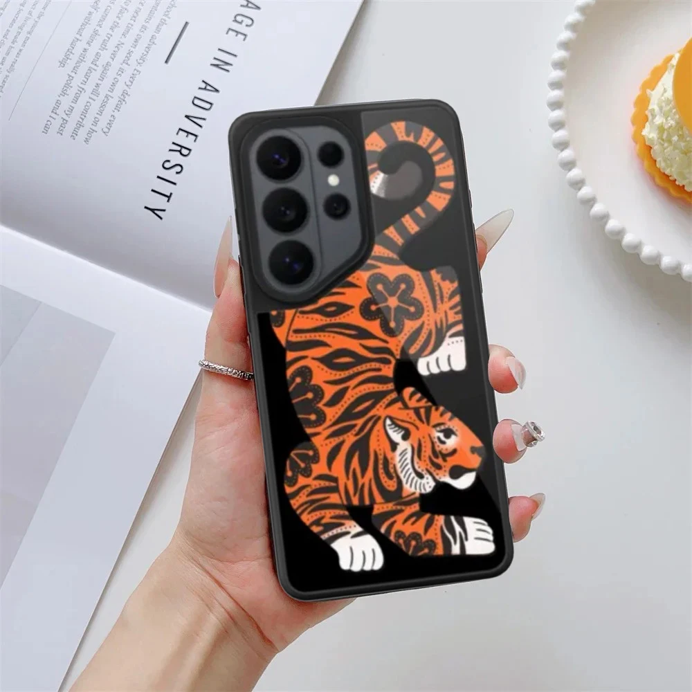 Creative Tiger Mirror Surface Magnetic Phone Cover for Samsung Galaxy S23 S24 S25 S26 Ultra S26+ Plus Case