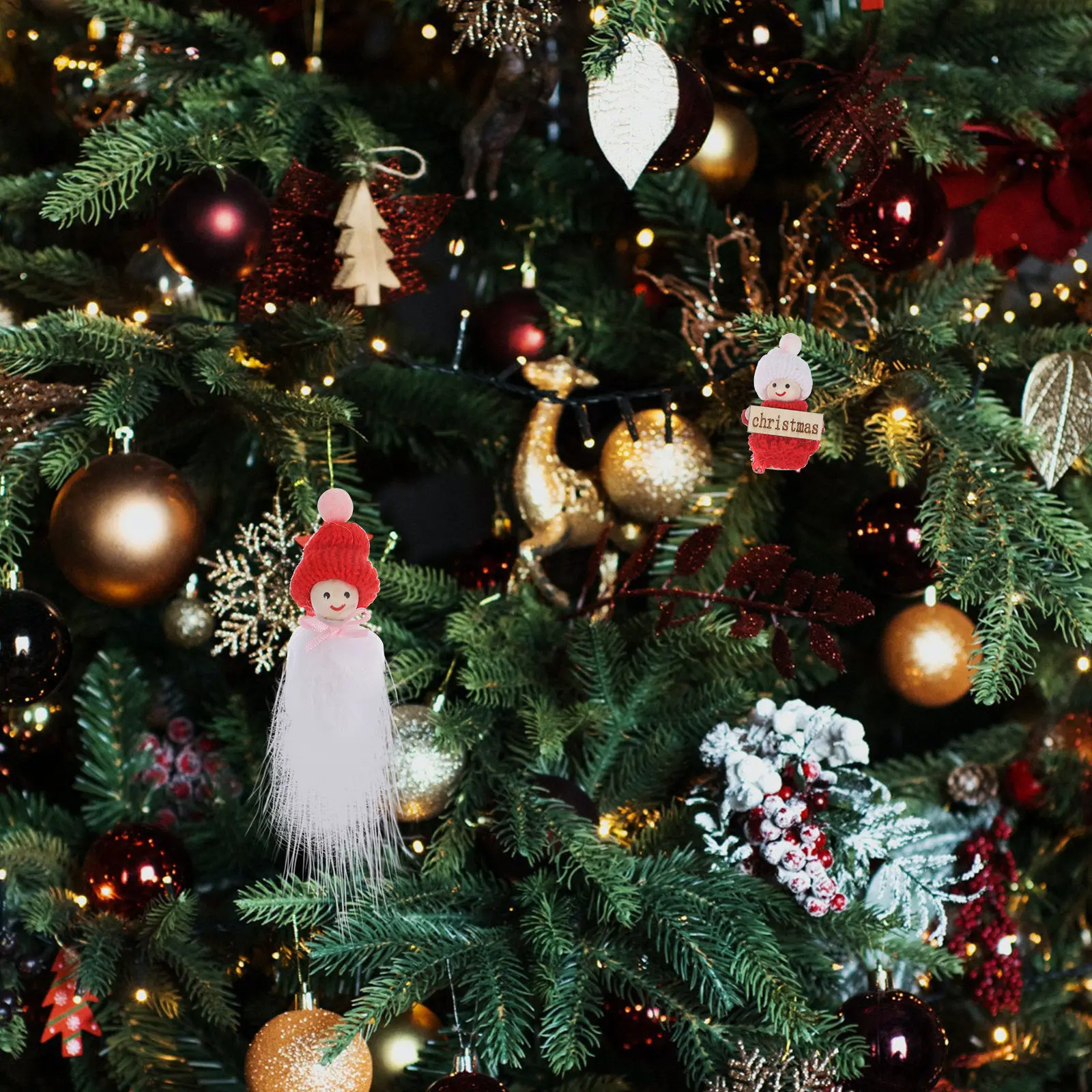 

2Pcs Mini Christmas Dollhouse Accessories High Quality Solid Wood Retro Style Xmas Ornaments for Dollhouse Decoration Small