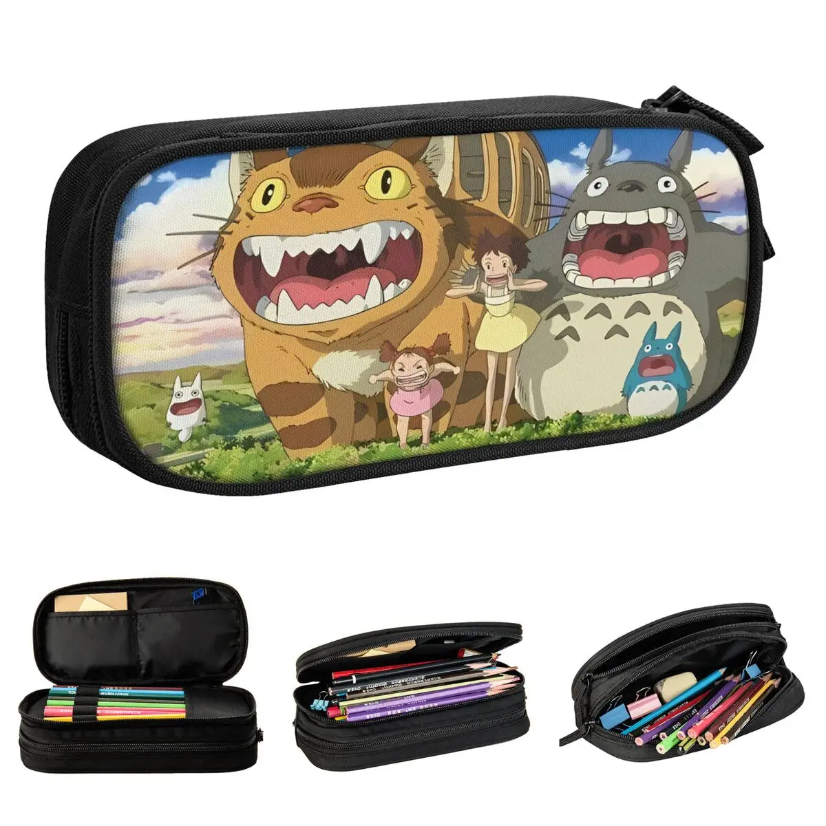 Lovely Film T-TotoroS Cartoon Pencil Cases Anime Pencil Pouch Pen Holder Kids Big Capacity Bag School Supplies Zipper Stationery