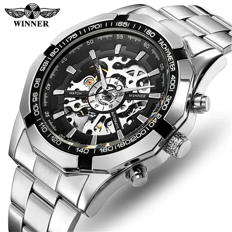 

Winner 340A Montre Homme Mechanical Wristwatch Luxury Automatic Watch Stainless Steel Watches For Men Clock Relogio Masculino