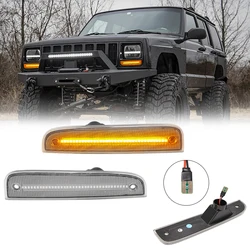 LED Dynamic Front Side Marker Lights Smoked Lens Amber Left & Right Turn Signal Lamp For Jeep Cherokee 1997 1998 1999 2000 2001