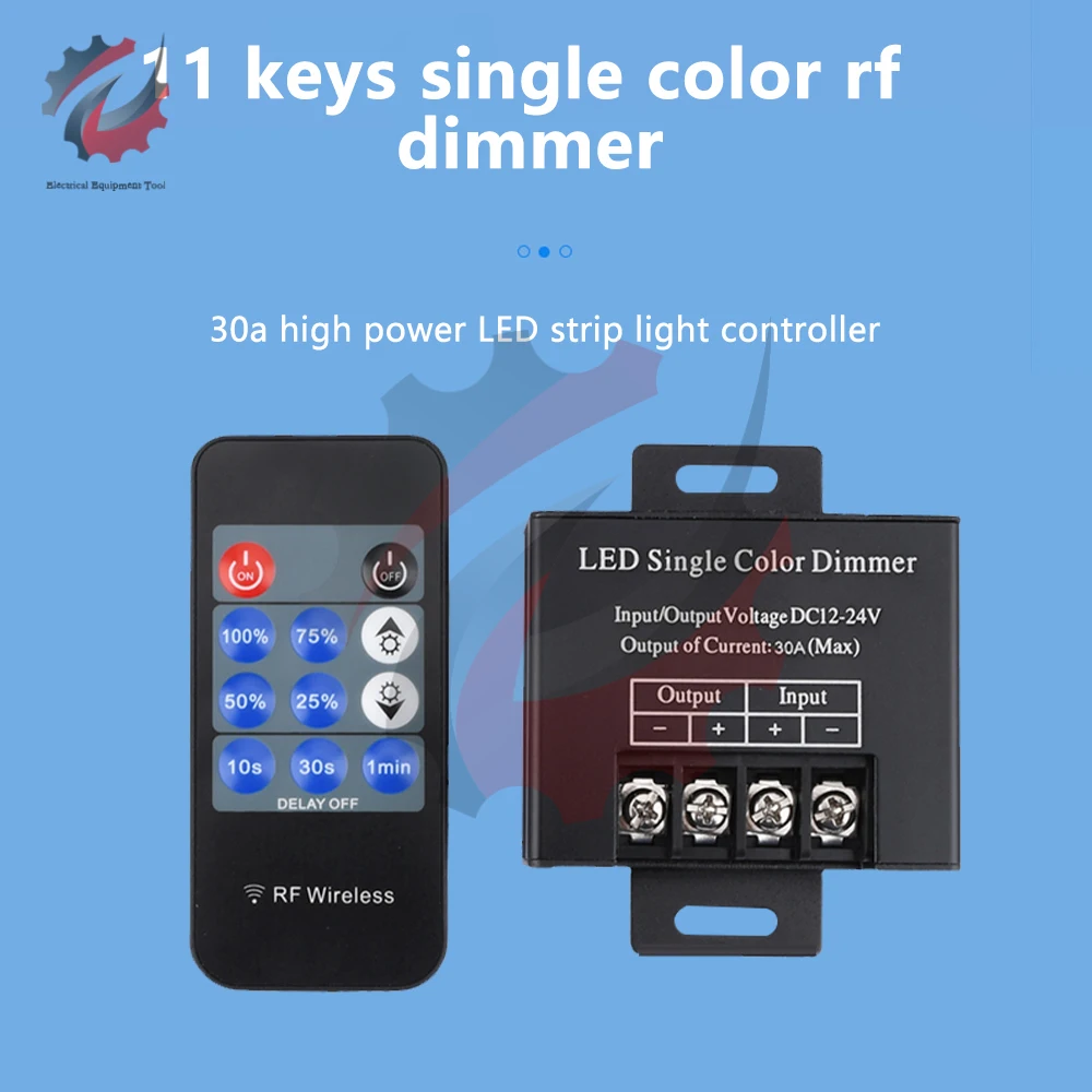 DC 12V-24V 11 Key LED Single Color Dimmer RF Dimming Controller Wireless Remote Control Controller For 5050 3528 SMD Light Strip