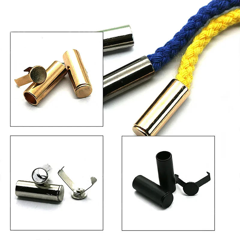 5 Sets Detachable Cord Ends Lock Stoppers for Rope Lanyard Metal End Tip Caps Buckle For Shoelace Apparel Sportswear Accessories