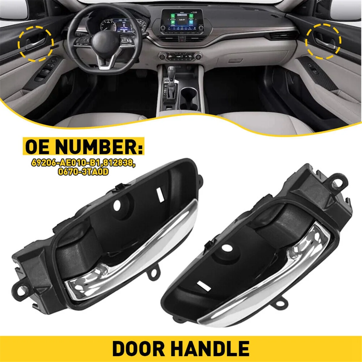 Left Inner Door Handle for Nissan Altima Pathfinder Titan Armada Murano 2013 - 2021 80671-3TA0D