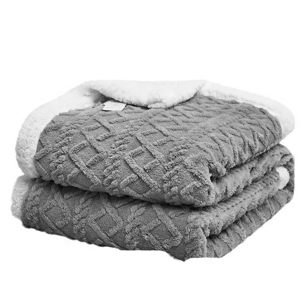 Cozy Bed Blanket Cozy Sherpa Blanket for Winter Bed Office Lunch Break Air Conditioning Double Layer Thick Warm Plush Blanket