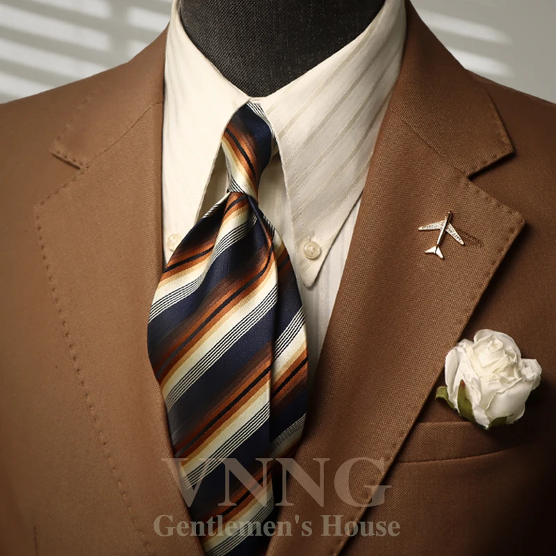 

High Quality Retro Style Striped Pattern Tie For Men's Formal Business Banquet Shirt Accessories 7.5CM Wide Handmade Knotted Tie