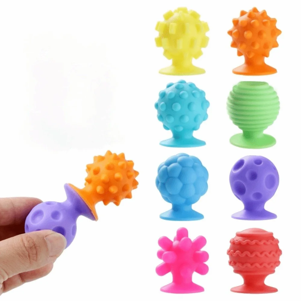 Textured Soft Worry Stone Fidget Toy Relaxing No Noise Children Sensory Stone Silicone Creative Silicone Suction Cup Toy