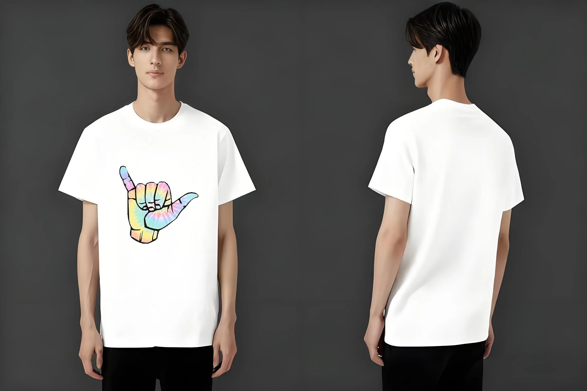 2025 جديد مريح شاكا علامة اليد طباعة تي شيرت ملون التعادل صبغ نمط للجنسين عادية كم قصير تي شيرت للرجال والنساء