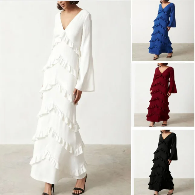 2025秋冬 長袖 レディース 気質 スリム メッシュ Vネック ワンピース