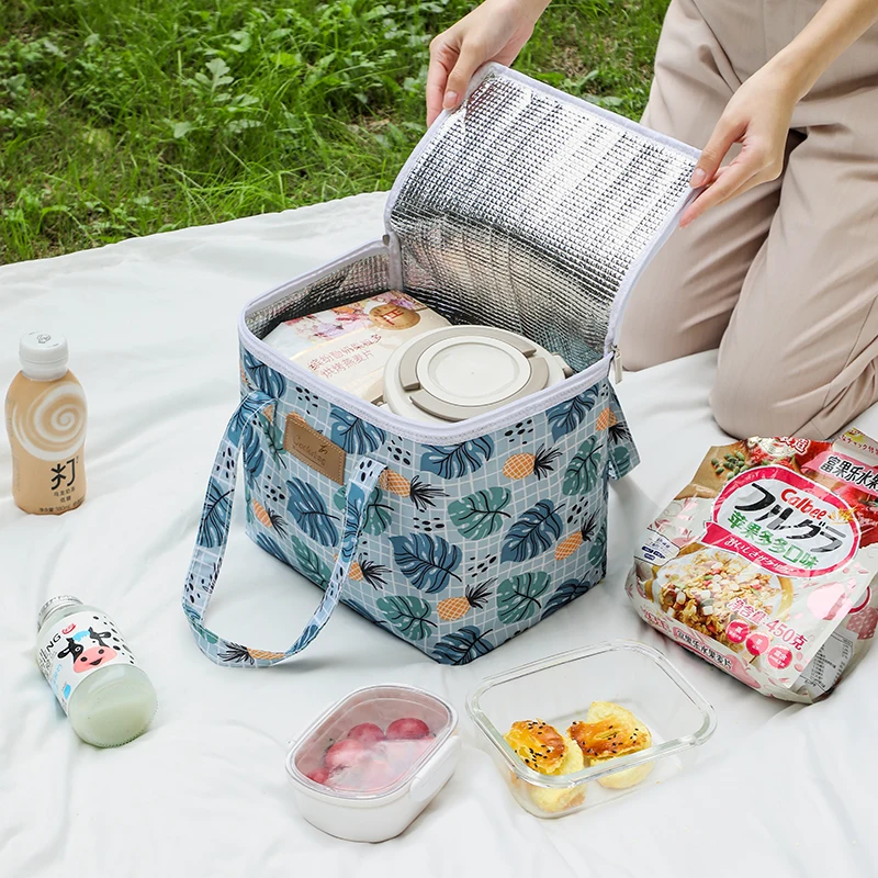 Bolsa de almuerzo de gran capacidad, bolsa de Picnic al aire libre para niños o mujeres, bolso multifuncional, caja de almuerzo, bolsa de almacenamiento de alimentos y frutas